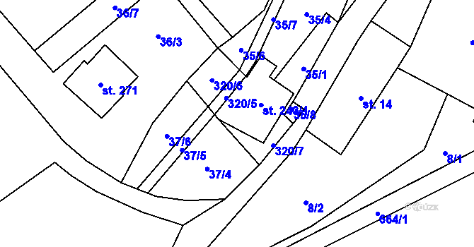 Parcela st. 243/1 v KÚ Vrbatův Kostelec, Katastrální mapa