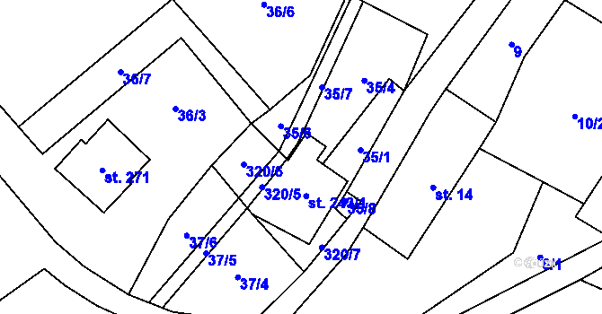 Parcela st. 243/2 v KÚ Vrbatův Kostelec, Katastrální mapa
