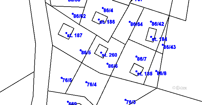 Parcela st. 260 v KÚ Vrbatův Kostelec, Katastrální mapa