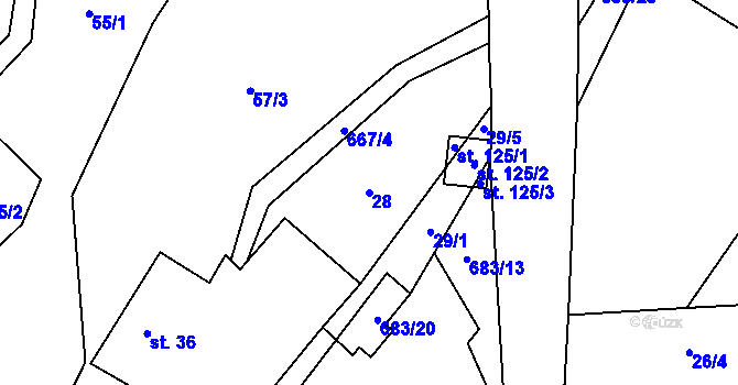 Parcela st. 28 v KÚ Vrbatův Kostelec, Katastrální mapa