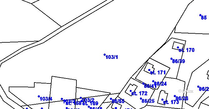 Parcela st. 103/1 v KÚ Vrbatův Kostelec, Katastrální mapa