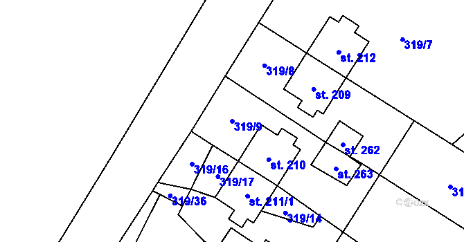 Parcela st. 319/9 v KÚ Vrbatův Kostelec, Katastrální mapa