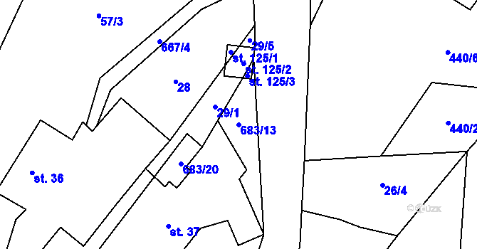 Parcela st. 683/13 v KÚ Vrbatův Kostelec, Katastrální mapa