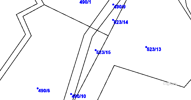 Parcela st. 523/15 v KÚ Vrbatův Kostelec, Katastrální mapa