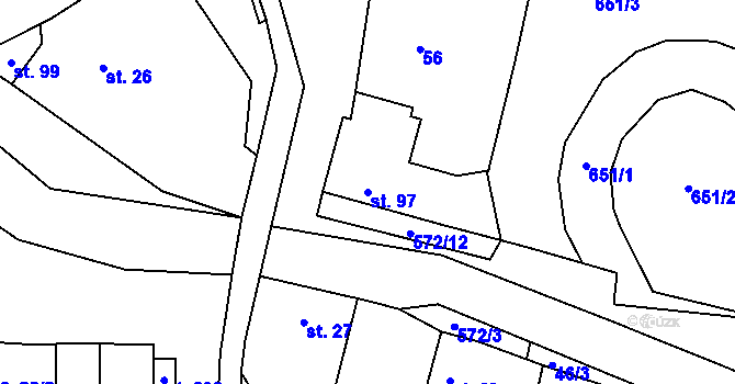 Parcela st. 97 v KÚ Vrbčany, Katastrální mapa