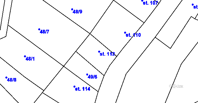 Parcela st. 112 v KÚ Vrbčany, Katastrální mapa