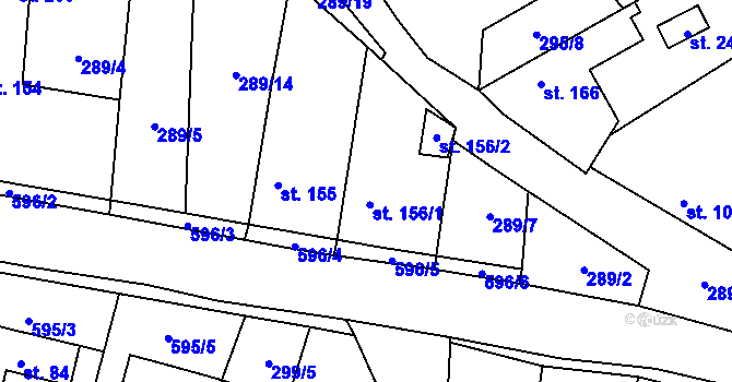Parcela st. 156 v KÚ Vrbčany, Katastrální mapa