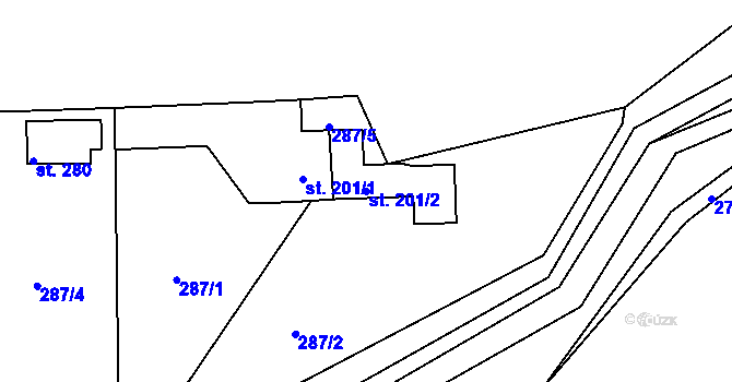 Parcela st. 201/2 v KÚ Vrbčany, Katastrální mapa