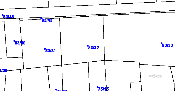 Parcela st. 83/32 v KÚ Vrbčany, Katastrální mapa