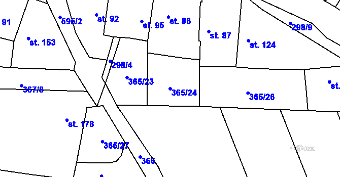Parcela st. 365/24 v KÚ Vrbčany, Katastrální mapa