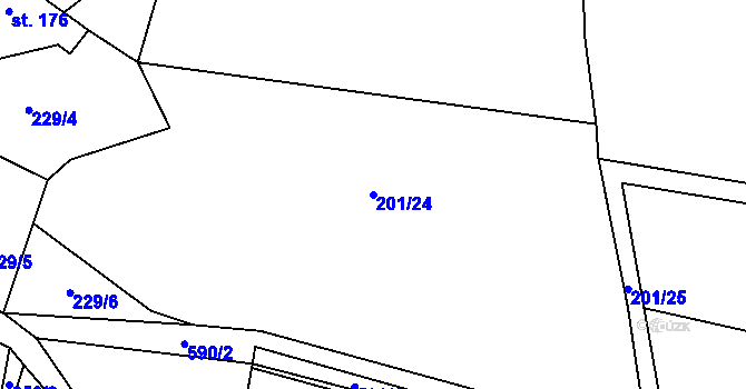 Parcela st. 201/24 v KÚ Vrbčany, Katastrální mapa