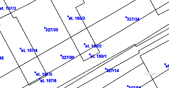 Parcela st. 160/2 v KÚ Vrbice u Poděbrad, Katastrální mapa