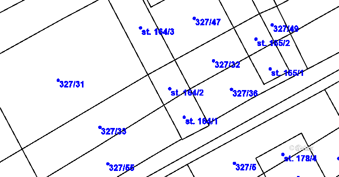 Parcela st. 164/2 v KÚ Vrbice u Poděbrad, Katastrální mapa