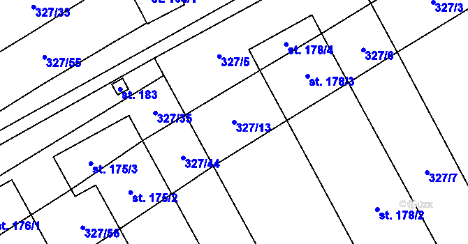 Parcela st. 327/13 v KÚ Vrbice u Poděbrad, Katastrální mapa