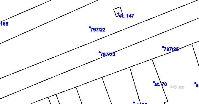 Parcela st. 797/23 v KÚ Vrbice u Poděbrad, Katastrální mapa