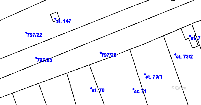 Parcela st. 797/25 v KÚ Vrbice u Poděbrad, Katastrální mapa