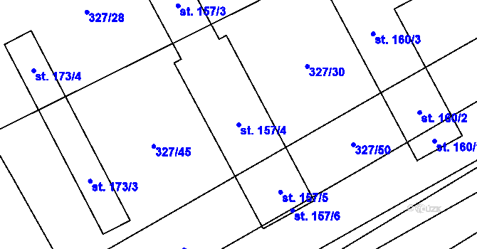 Parcela st. 157/4 v KÚ Vrbice u Poděbrad, Katastrální mapa