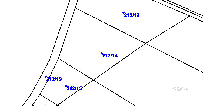 Parcela st. 212/14 v KÚ Vrbice u Poděbrad, Katastrální mapa