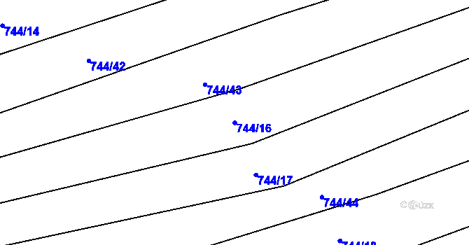 Parcela st. 744/16 v KÚ Vrbice u Poděbrad, Katastrální mapa