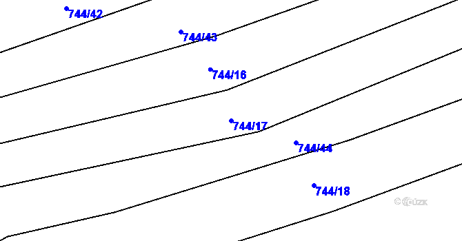 Parcela st. 744/17 v KÚ Vrbice u Poděbrad, Katastrální mapa