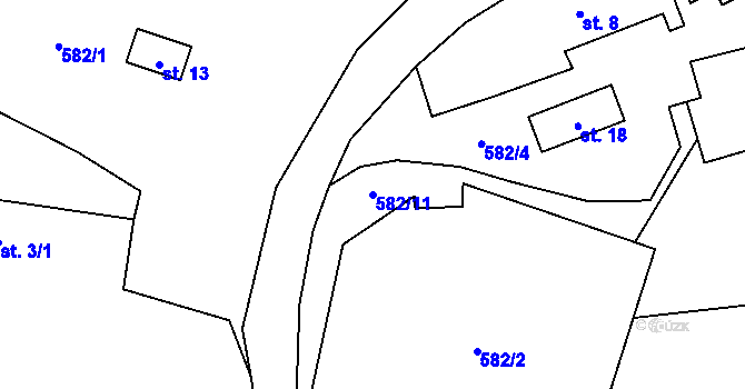 Parcela st. 582/11 v KÚ Skřipová, Katastrální mapa