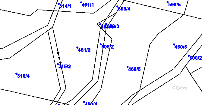 Parcela st. 608 v KÚ Skřipová, Katastrální mapa