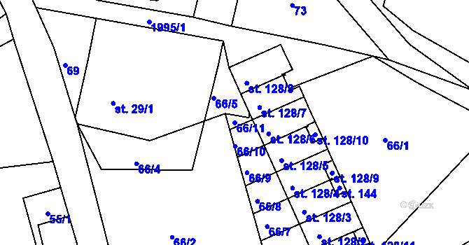 Parcela st. 66/11 v KÚ Vrbice u Valče, Katastrální mapa