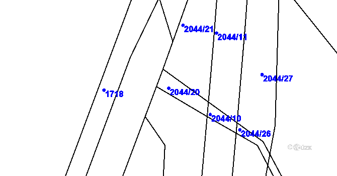 Parcela st. 2044/20 v KÚ Vrbice u Valče, Katastrální mapa