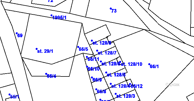 Parcela st. 128/7 v KÚ Vrbice u Valče, Katastrální mapa