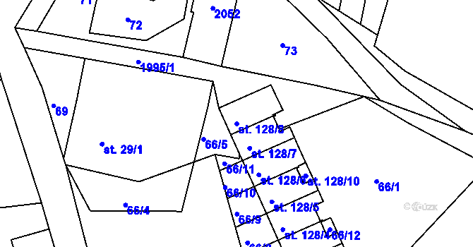 Parcela st. 128/8 v KÚ Vrbice u Valče, Katastrální mapa
