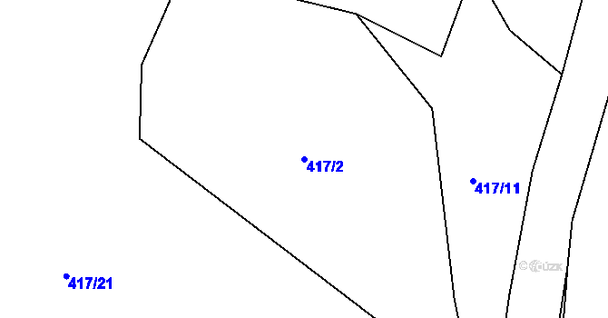 Parcela st. 417/2 v KÚ Vrbice u Valče, Katastrální mapa