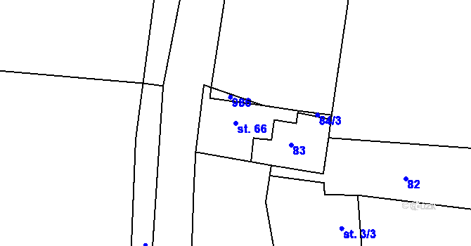 Parcela st. 66 v KÚ Vetlá, Katastrální mapa