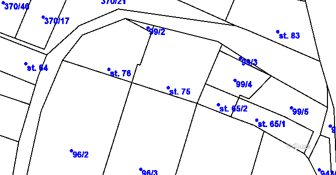 Parcela st. 75 v KÚ Vetlá, Katastrální mapa