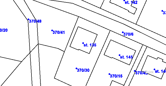 Parcela st. 135 v KÚ Vetlá, Katastrální mapa