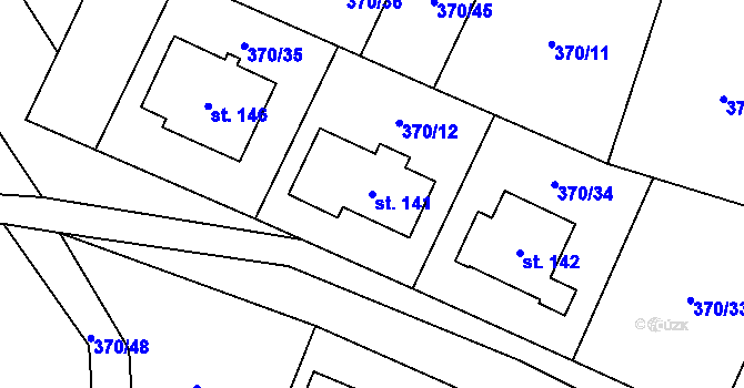 Parcela st. 141 v KÚ Vetlá, Katastrální mapa