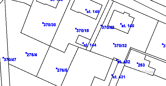 Parcela st. 144 v KÚ Vetlá, Katastrální mapa
