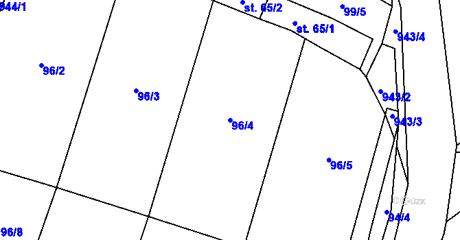Parcela st. 96/4 v KÚ Vetlá, Katastrální mapa