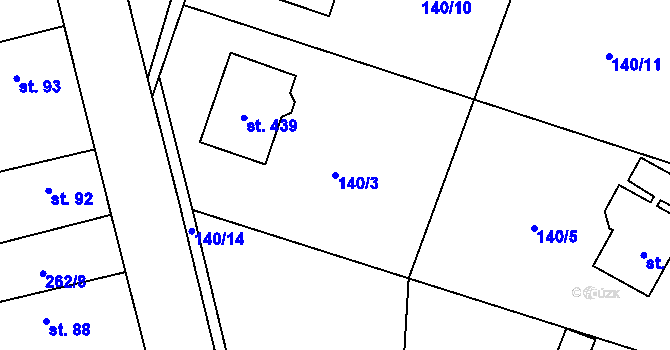 Parcela st. 140/3 v KÚ Vetlá, Katastrální mapa
