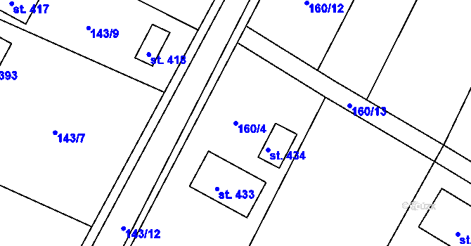 Parcela st. 160/4 v KÚ Vetlá, Katastrální mapa