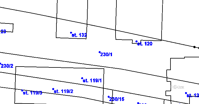 Parcela st. 230/1 v KÚ Vetlá, Katastrální mapa