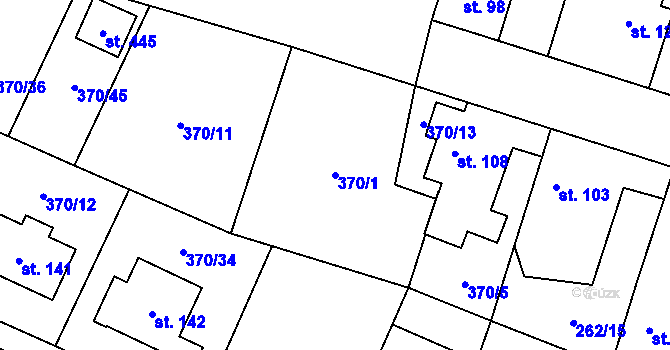 Parcela st. 370/1 v KÚ Vetlá, Katastrální mapa