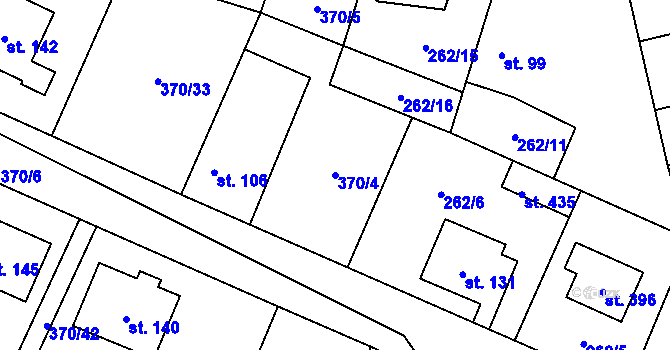 Parcela st. 370/4 v KÚ Vetlá, Katastrální mapa