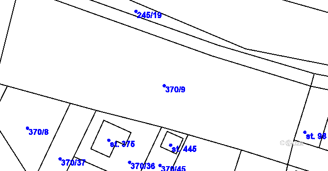 Parcela st. 370/9 v KÚ Vetlá, Katastrální mapa