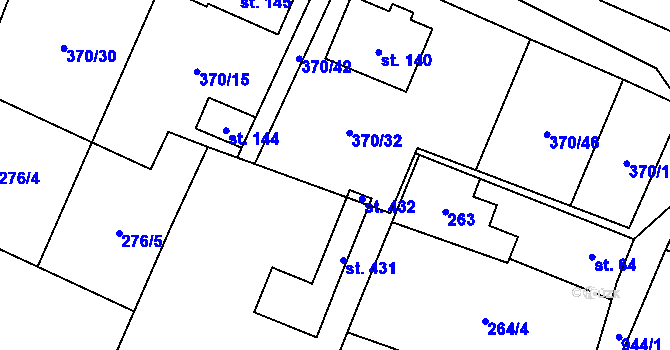 Parcela st. 370/16 v KÚ Vetlá, Katastrální mapa