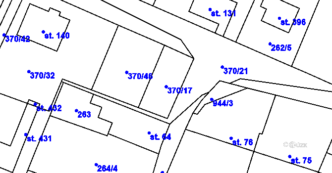 Parcela st. 370/17 v KÚ Vetlá, Katastrální mapa