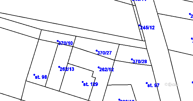Parcela st. 370/27 v KÚ Vetlá, Katastrální mapa