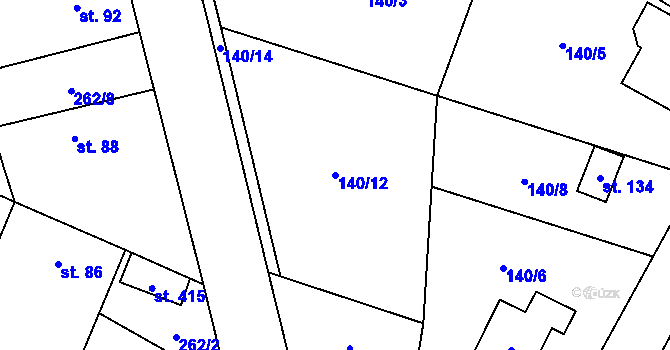 Parcela st. 140/12 v KÚ Vetlá, Katastrální mapa
