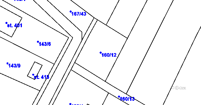 Parcela st. 160/12 v KÚ Vetlá, Katastrální mapa