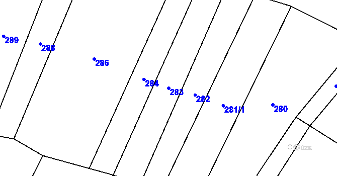 Parcela st. 283 v KÚ Vetlá, Katastrální mapa
