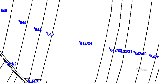 Parcela st. 642/24 v KÚ Vetlá, Katastrální mapa